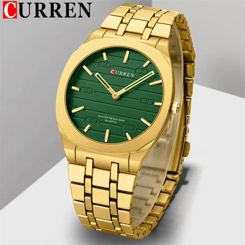 Curren Ultra Slim Green Dial Gold-tone Men's Watch | 8444